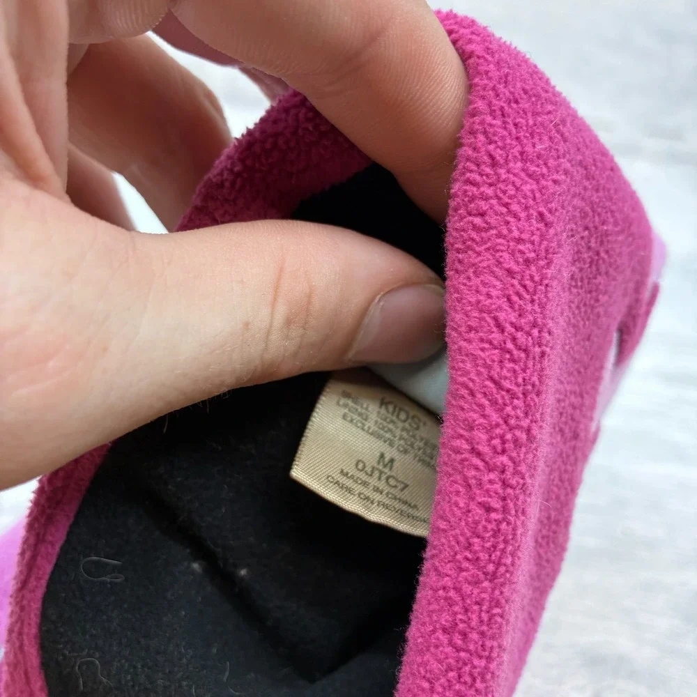 Vintage L.L. Bean Flame Beanie Kids M Pink Magenta Fleece Winter Hat 0JTC7